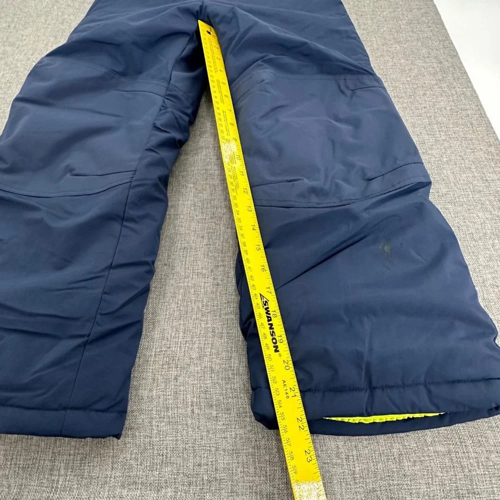 Essentials Boys Snow Pants Water‎ Resistant Navy Blue Neon Green Large (10) New